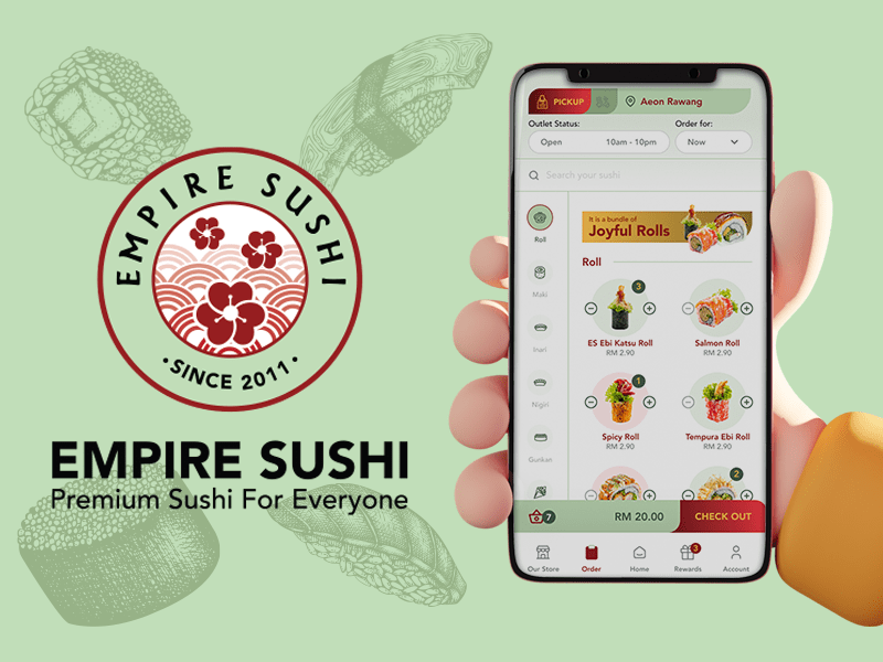 Restaurant ordering mobile app screens