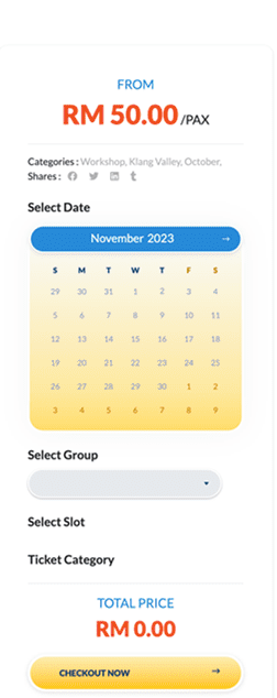 Online ticketing screen with seat and ticket type selection